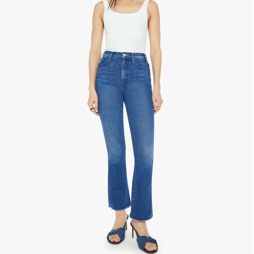 Mother The Hustler Flood Fray Jeans Whatever You Want Blue Size Women's 34